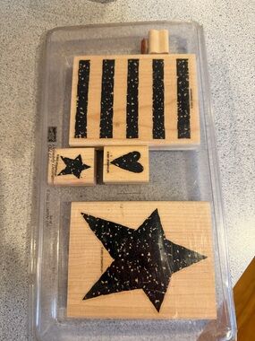 Stampin' Up! Wood Mounted Stamps with Black Designs